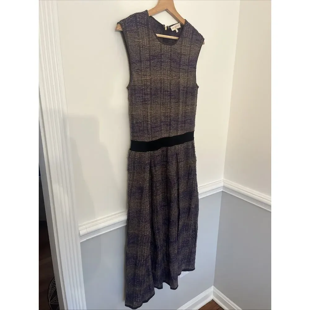 Tory Burch Nadia Knit Midi Dress‎ Size Medium Purple Black